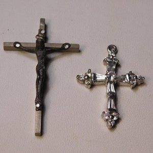 Crucifix Cross Pendants Lot of Two Vintage